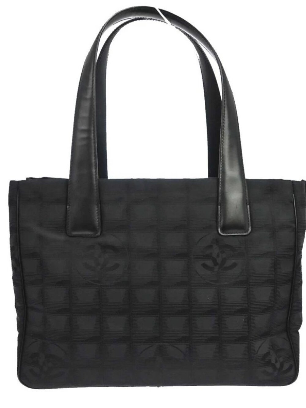 Chanel Black Jacquard Nylon Travel Line PM Tote Handbag